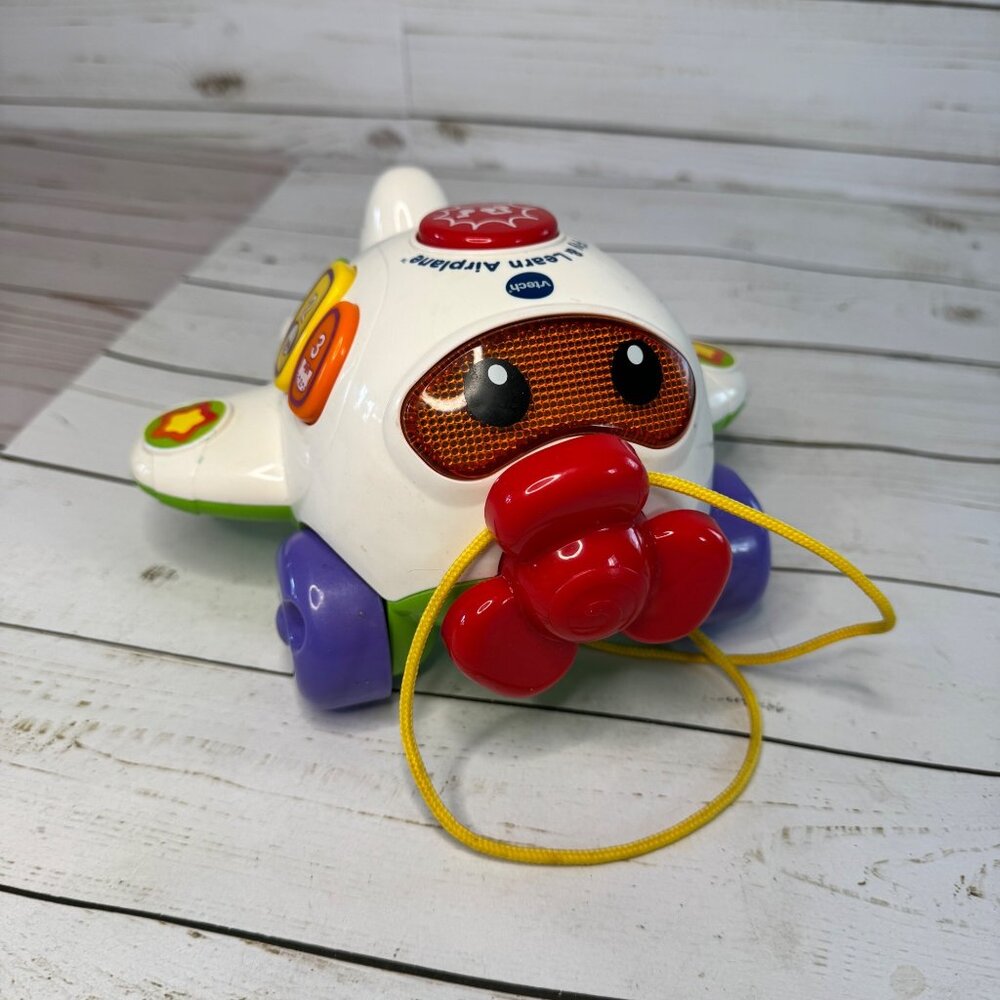 Vtech Fly & Learn Airplane Interactive Toy With Lights & Sounds Pull Toy Works